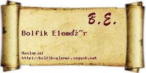 Bolfik Elemér névjegykártya